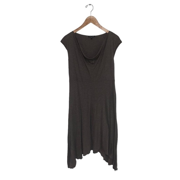 Eileen Fisher Dress Women's Size Small Dark Taupe Cowl‎ Neck Asymmetrical Silk - Picture 1 of 7
